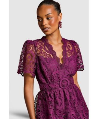 Women's Tiered Lace Midi Dress