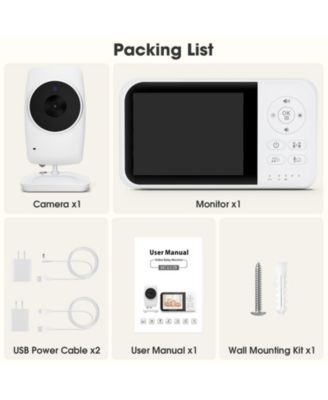 Video Baby Monitor with 3.5" LCD Screen, 2.4GHz FHSS Transmission, Night Vision, Temperature Sensor, Two-Way Talk, VOX Mode