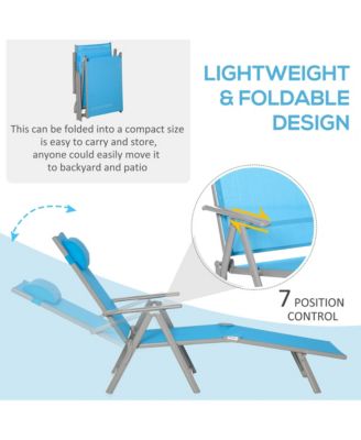 Sling Patio Reclining Chaise Lounge Garden Furniture, Light