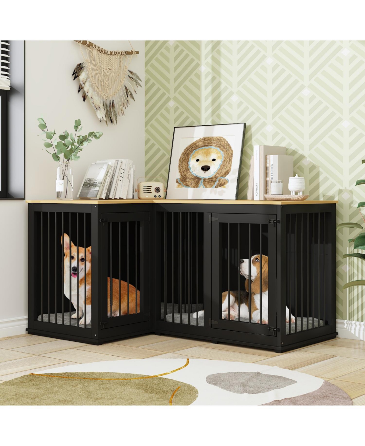 Dog Kennel Corner Dog Crate with Dividers Perfect for Limited Room