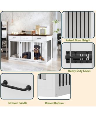 Dog Cage Storage Cabinet, Dog House Furniture Style Dog Crate with 3 Drawers