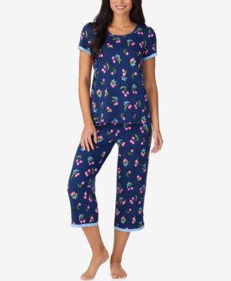 Cuddl Duds - Women's Cropped Short-Sleeve Pajama Top and Pants, 2-Piece Set