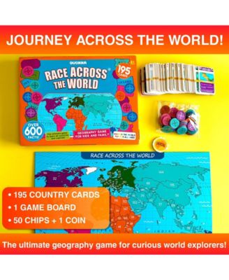 Board Games for Kids and Adults - Journey Across The World  - Learn Capitals, Flags, Facts, and Map Locations with 195 World Map Cards