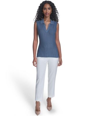 Women's Sleeveless Collared Sweater