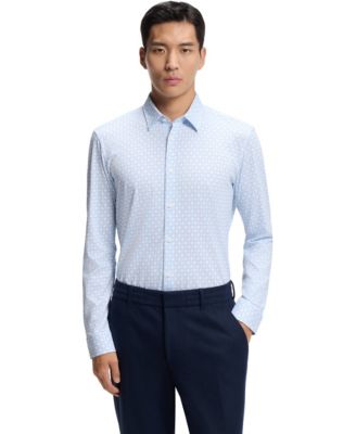 Men's Printed Cotton Blend Slim-Fit Dress Shirt