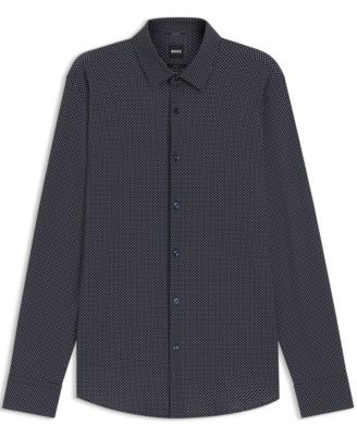 Men's Printed Performance-Stretch Jersey Slim-Fit Dress Shirt