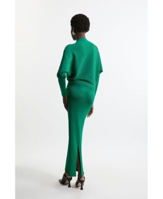 Women's Drape Knit Bat Wing Pencil Midi Dress