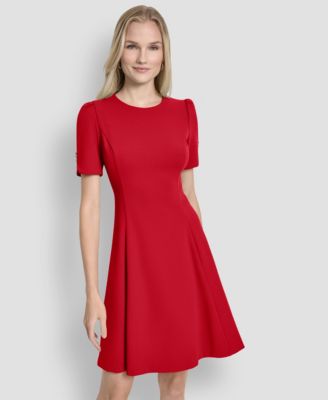 Women's Short Sleeve Fit and Flare Dress