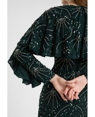 Women's Modest Embellished Sequin Beaded Dress