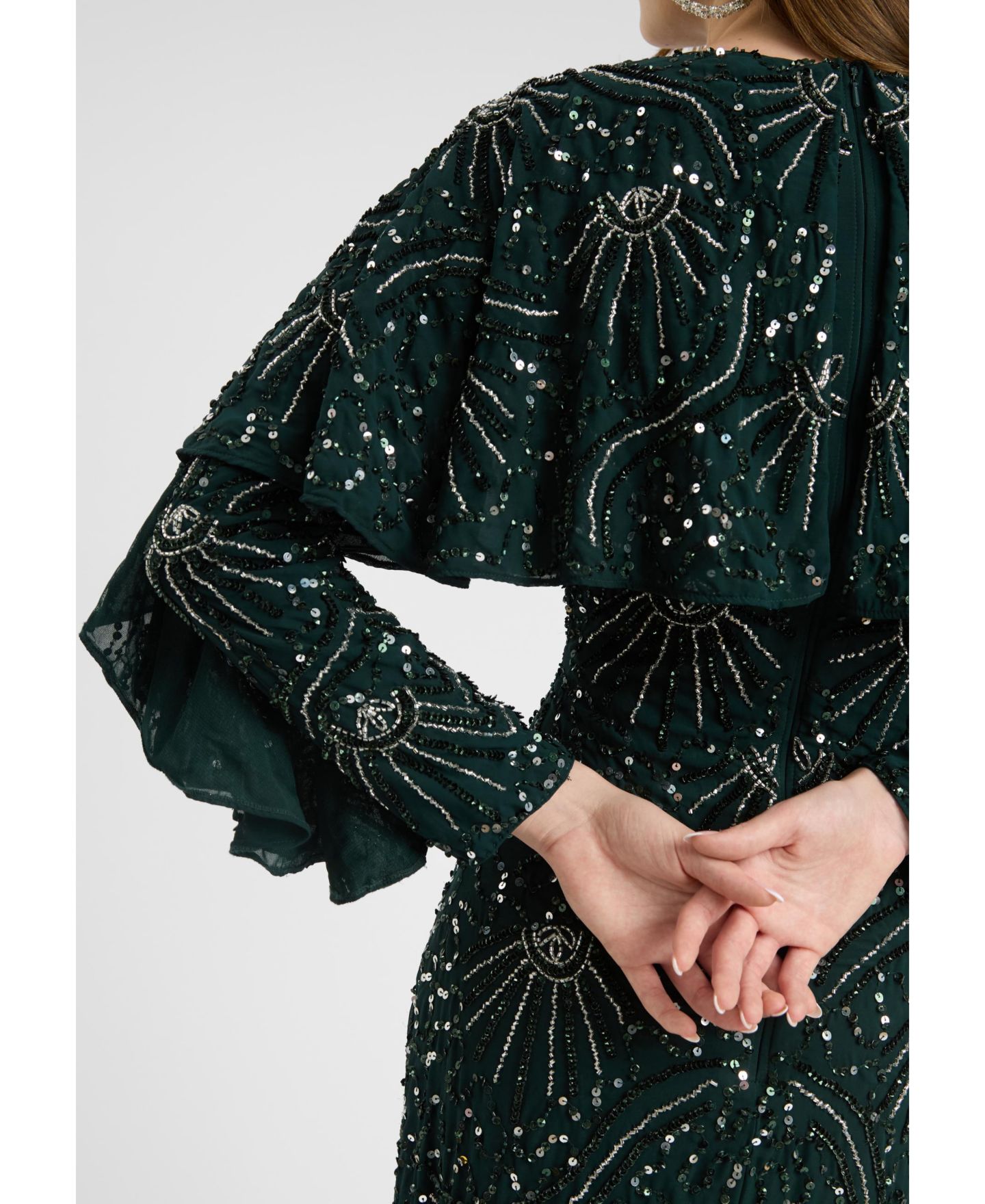 Женское платье Maryisa Modest Embellished Sequin Beaded, цвет: Изумрудный зелёный — фото 4