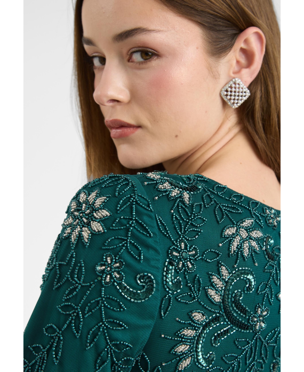 Maryisa Women's Modest Embellished Sequin Beaded Dress