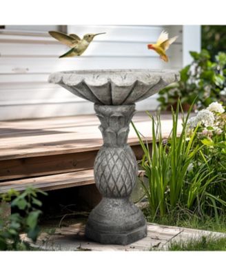 24.8 Inch Heigh Concrete Bird Bath with Pineapple Texture – birdbath Sturdy & Elegant Design, Vintage Freestanding Style