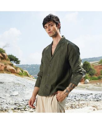 Men's Army Green Wrinked Korean Oversized Shirt.