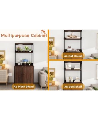 Storage Cabinet with Shelves, Large Open Storage & Doors Used for Pet