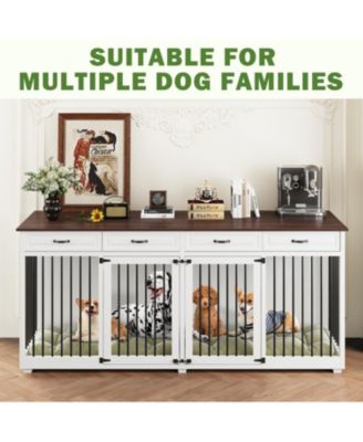Dog Kennel Furniture with 4-Drawers and Dividers, Dog Cage Crates