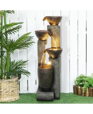 40''H 4-Tier Outdoor Garden Water Fountain Decor, Resin Fountain for Garden, Floor Patio, Deck, Porch, Backyard and Home Art Decor