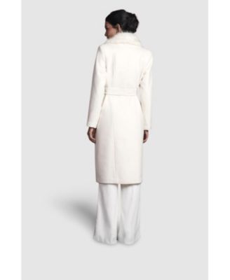 Women's Faux Fur Collar Belted Midi Coat