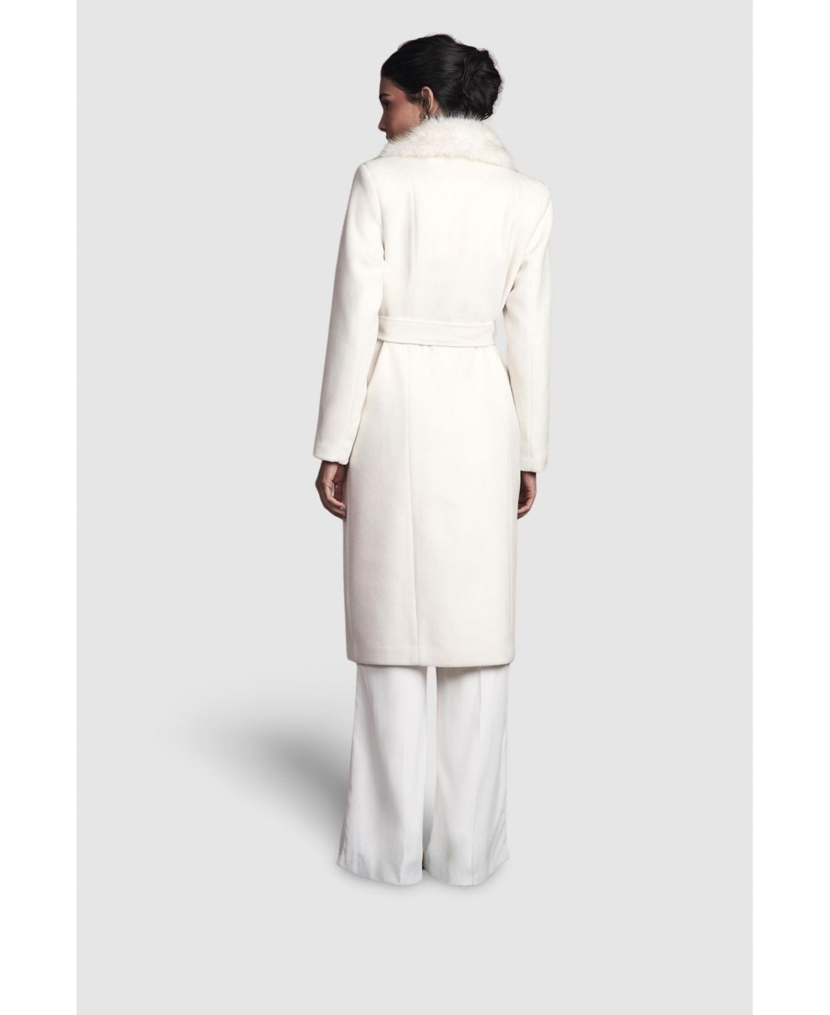 Coast Women's Faux Fur Collar Belted Midi Coat