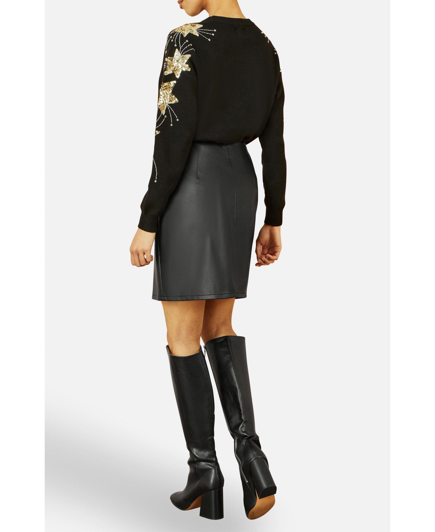 Women's Sequin Star Detail Relaxed Fit Sweater