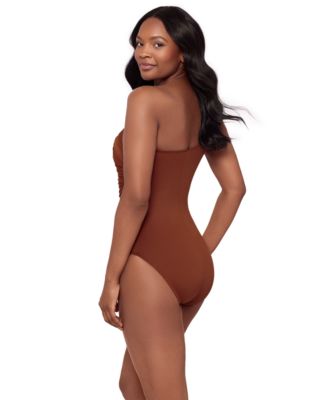 Women's Network Jena One-Shoulder Allover-Slimming One-Piece Swimsuit