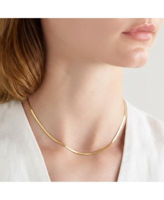 Dainty Gold Plated Minimalist Flat Snake Chain Necklace