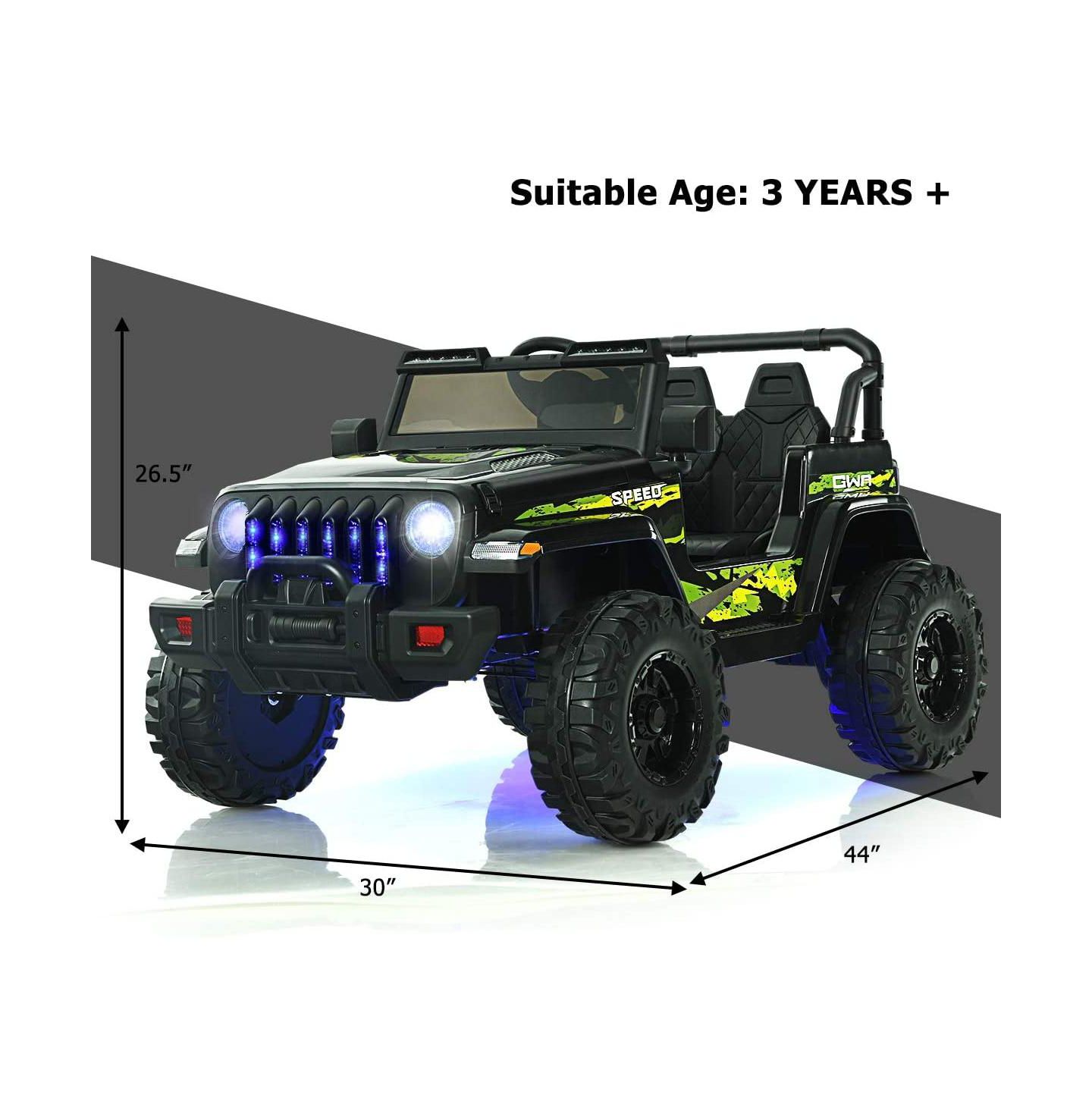 Детская игрушка SUGIFT 12V Kids Ride-on Jeep Car with Remote Control, Rechargeable Battery, Ages 3-10, цвет: Чёрный — фото 2