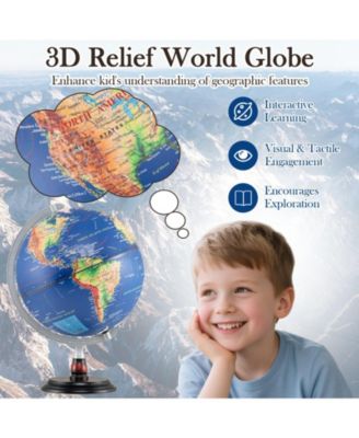 12 Inch Illuminated World Globe Antique Light up Globe Night Lamp