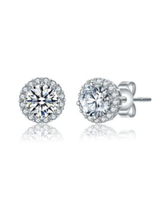 Elegant Dazzling 10MM Round Cubic Zirconia Halo Stud Earrings
