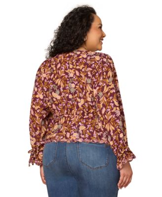 Plus Size Printed Long-Sleeve Top