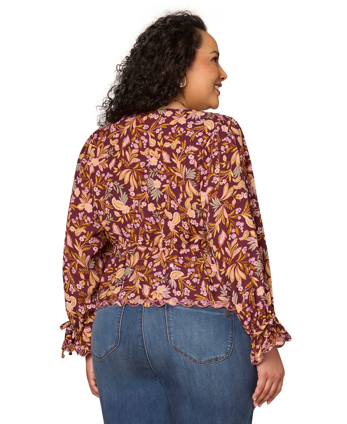 Democracy Plus Size Printed Long-sleeve Top In Multi