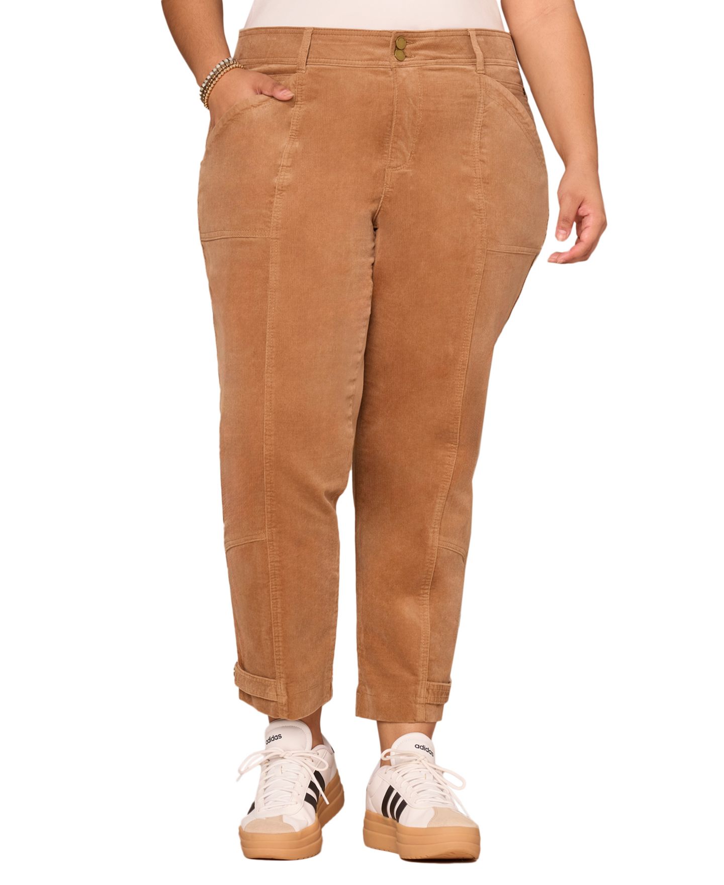 Женские джинсы Democracy Plus Size High-Rise Tapered, цвет: Орех — фото 1