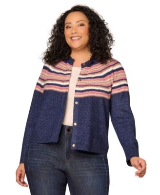 Plus Size Striped Round Neck Sweater