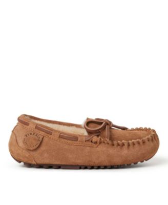 Dearfoams Kids Fireside By Parke Genuine Shearling Moccasin Slipper