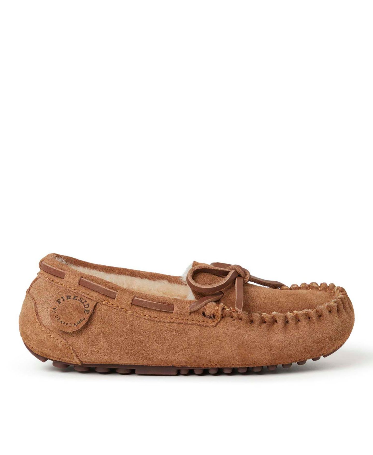 Тапочки Dearfoams Fireside By Parke Genuine Shearling Moccasin Slipper для мальчиков, цвет: Каштановый — фото 5