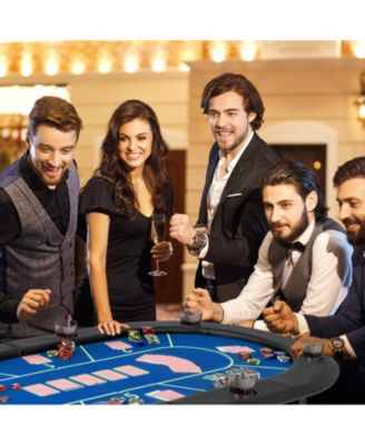 72 x 36 x 30.5 Inch Foldable Poker Table with 8 Cup Holders