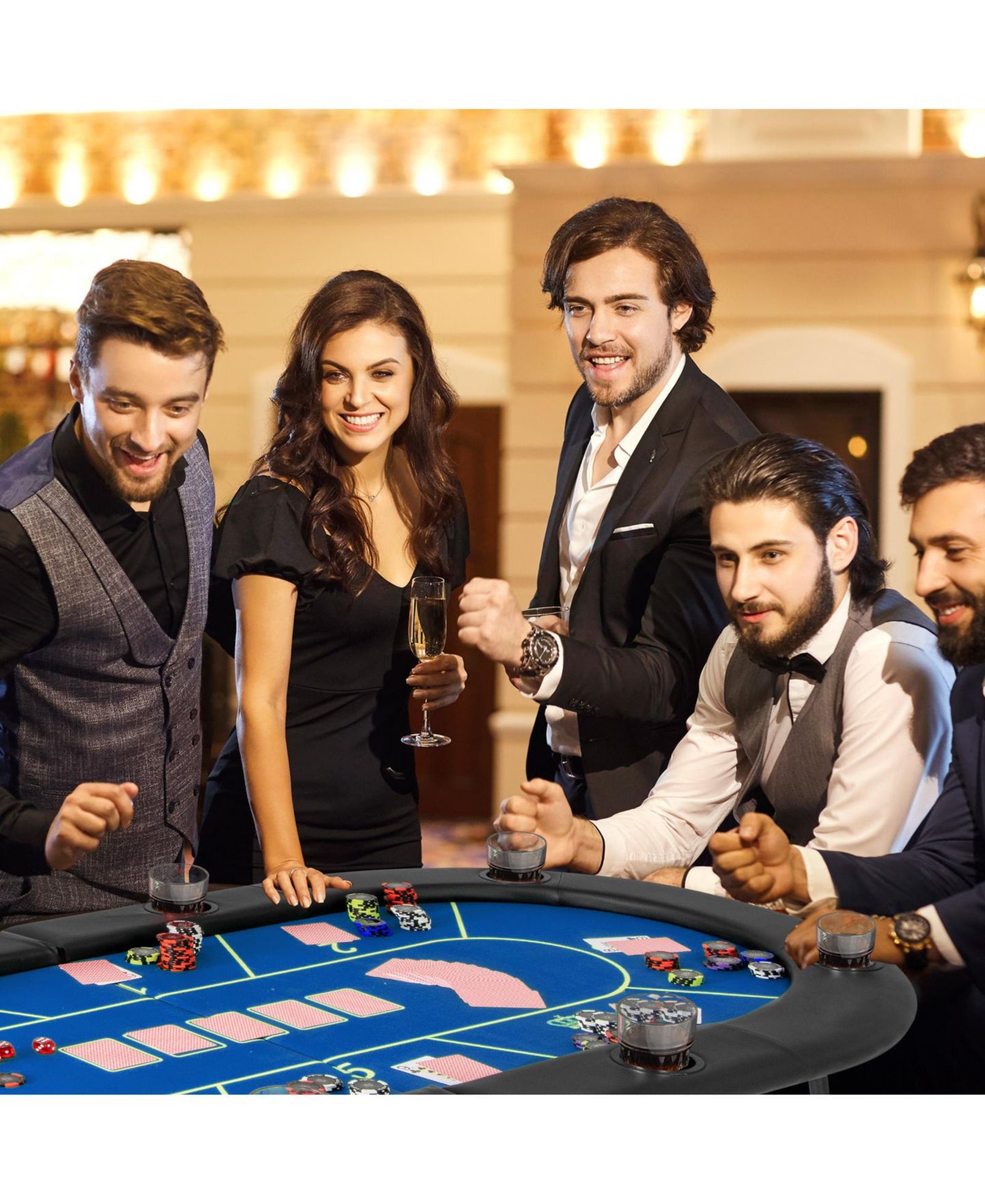 Детская игрушка SUGIFT 72" x 36" x 30.5" Foldable Poker Table With 8 Cup Holders, 14 Years & Up, цвет: Тёмно-синий — фото 6