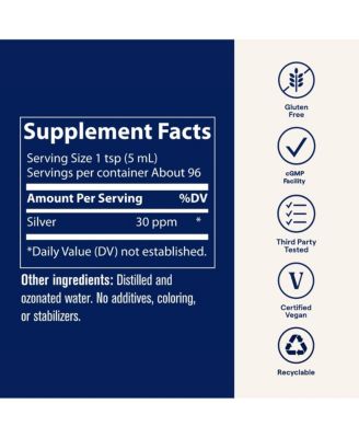 Colloidal Silver Liquid | 30 PPM Safe Dose Mineral Supplement, 99.99% Pure, Super-Oxygenated, | 16 fl oz Bottle (1 Pack