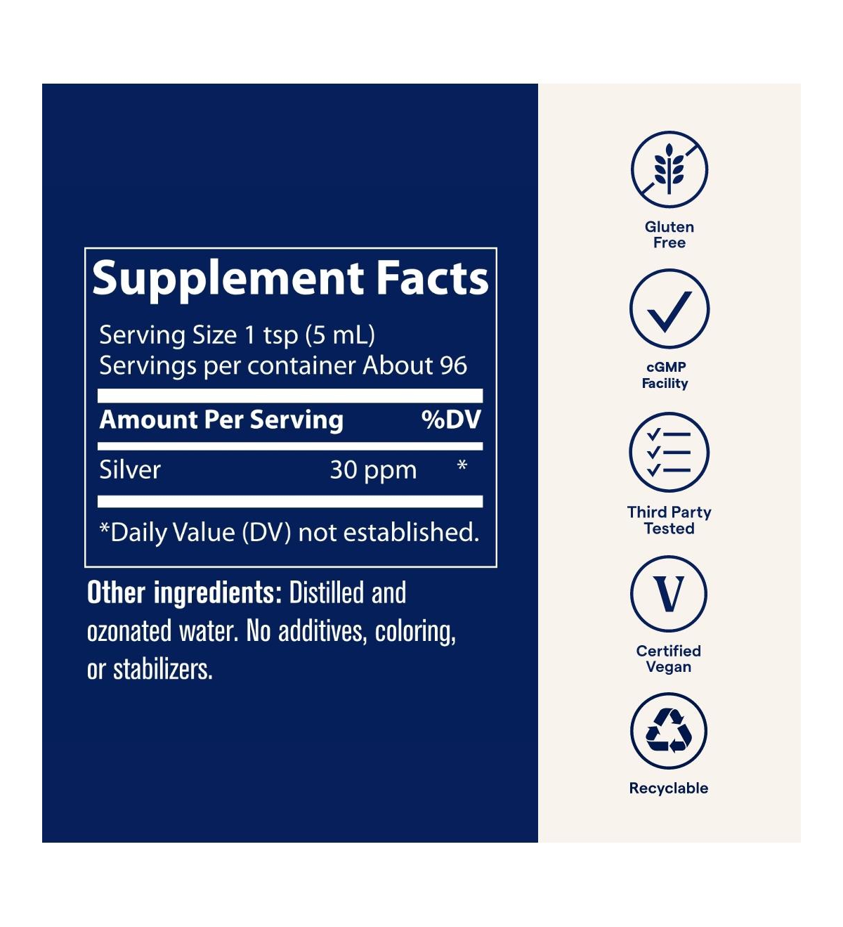 Trace Minerals | Colloidal Silver Liquid | 30 Ppm Safe Dose Mineral Supplement, 99.99% Pure, Super-Oxygenated| 16 fl oz Bottle (1 Pack)