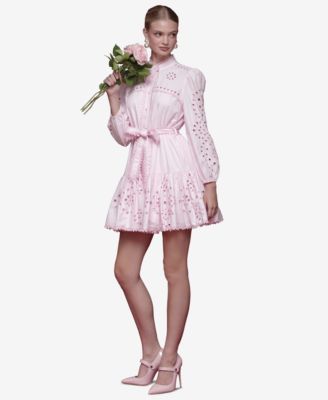 Women's Eyelet Cotton Lined Shirt Dress