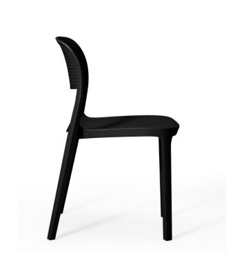 3-Piece Round Metal Bistro Dining Table Set And Stackable Resin Patio Dining Side Chairs