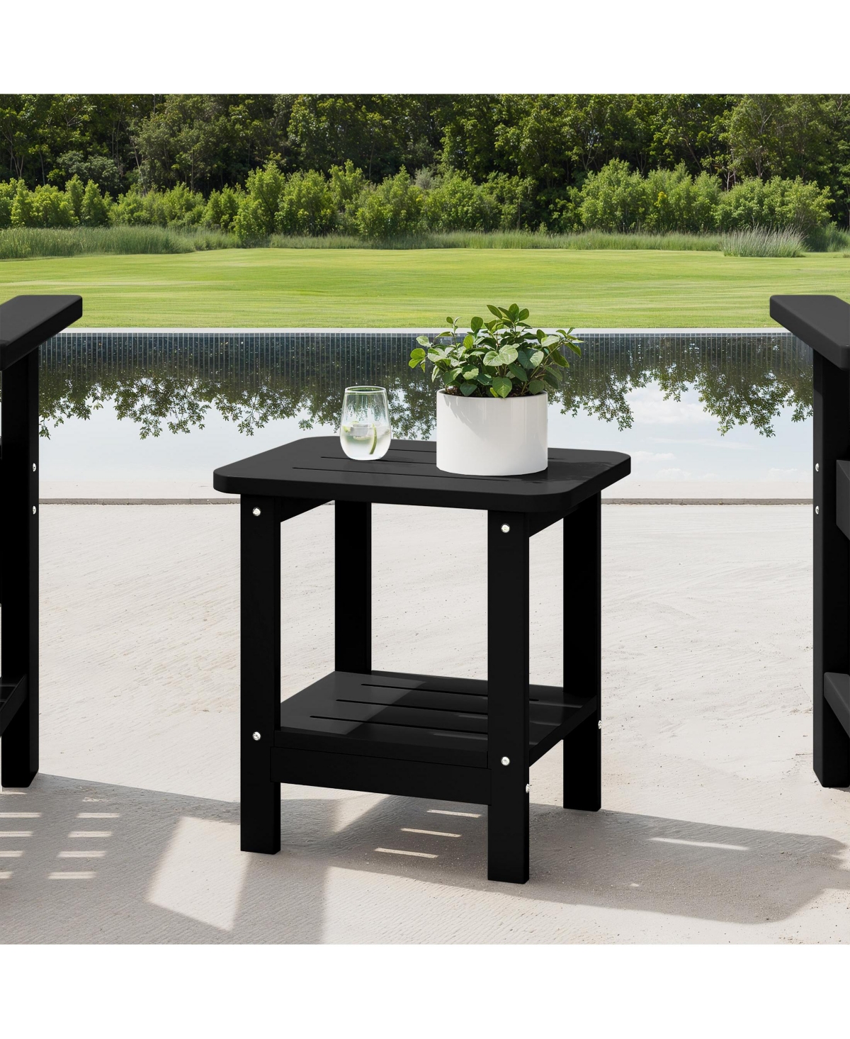 WestinTrends 2-Tier Outdoor Hdpe Modern Adirondack Square Patio Side Table