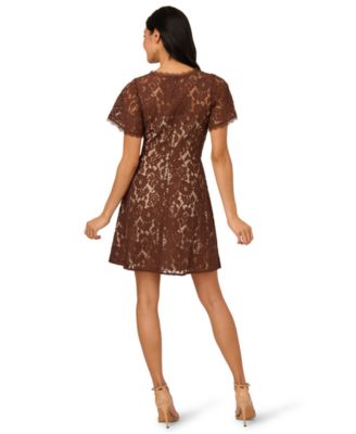 Women's Crewneck Lace Flounce Short Dress