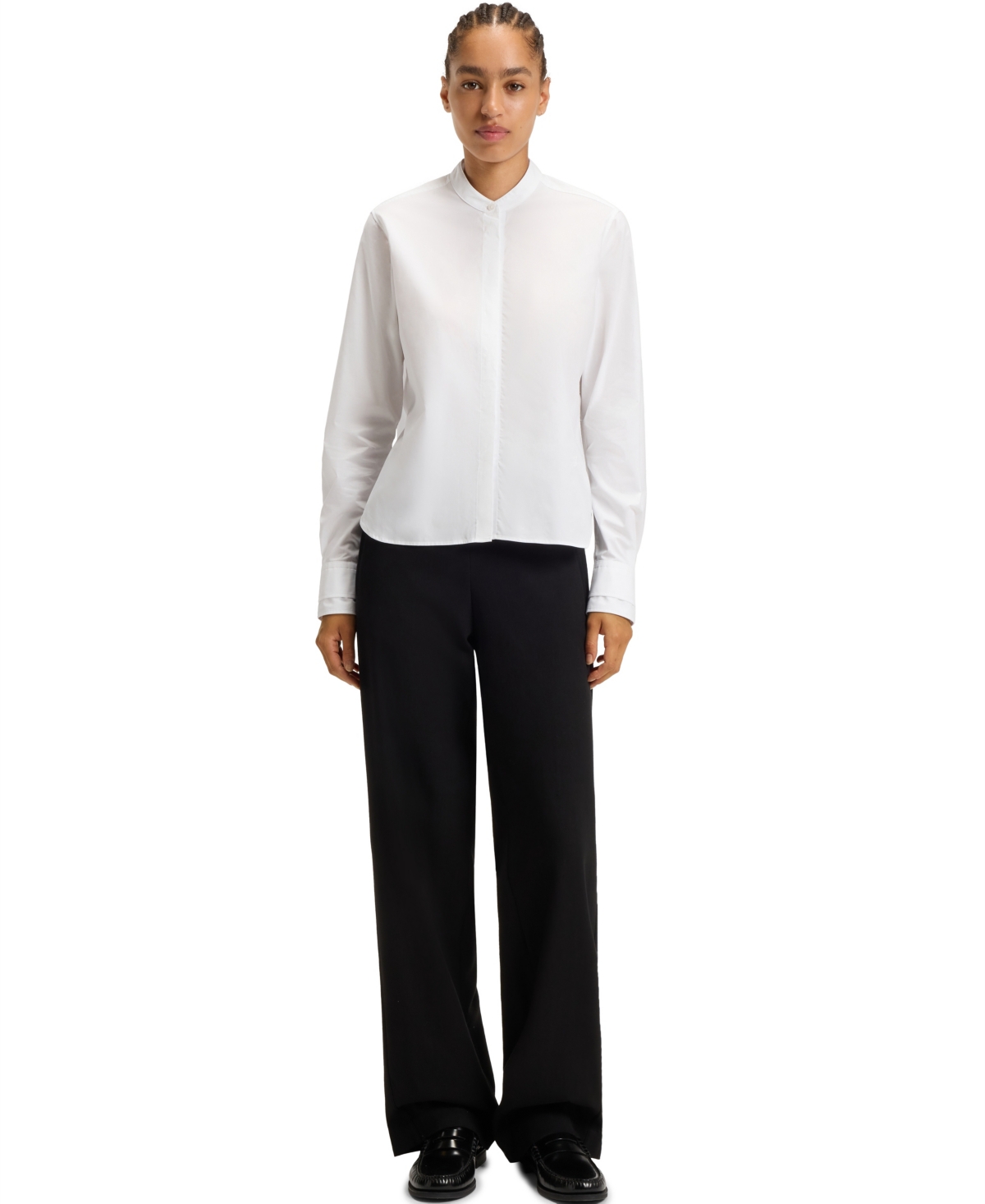 Hugo Boss Boss By  Women's Cotton Poplin Regular-fit Blouse In White
