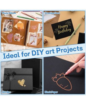 24 Colors Metallic Markers, Dual Tip Glitter Pens, Acrylic Paint Markers for DIY Crafts, Scrapbooking, Glass, Wood and Cards