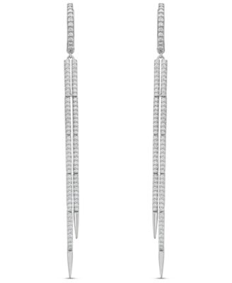Macy's - White Diamond (1 ct. t.w.) and Sapphire (0.03 ct. t.w.) Earrings in 10K White Gold