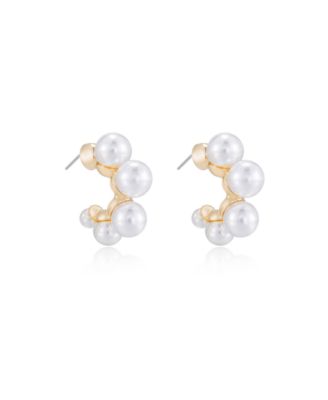 Five Cultivated Pearls Hoop Earrings