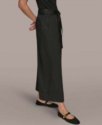 Women's High-Rise Self Belted Crop Pants