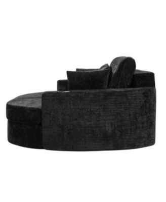 Streamdale Full-Compressed Chaise Sofa 80" Curved Boneless Couch with Cup Holders, Black
