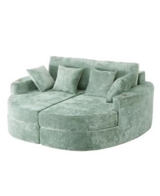 Streamdale Full-Compressed Chaise Sofa 80" Curved Boneless Couch with Cup Holders, Black