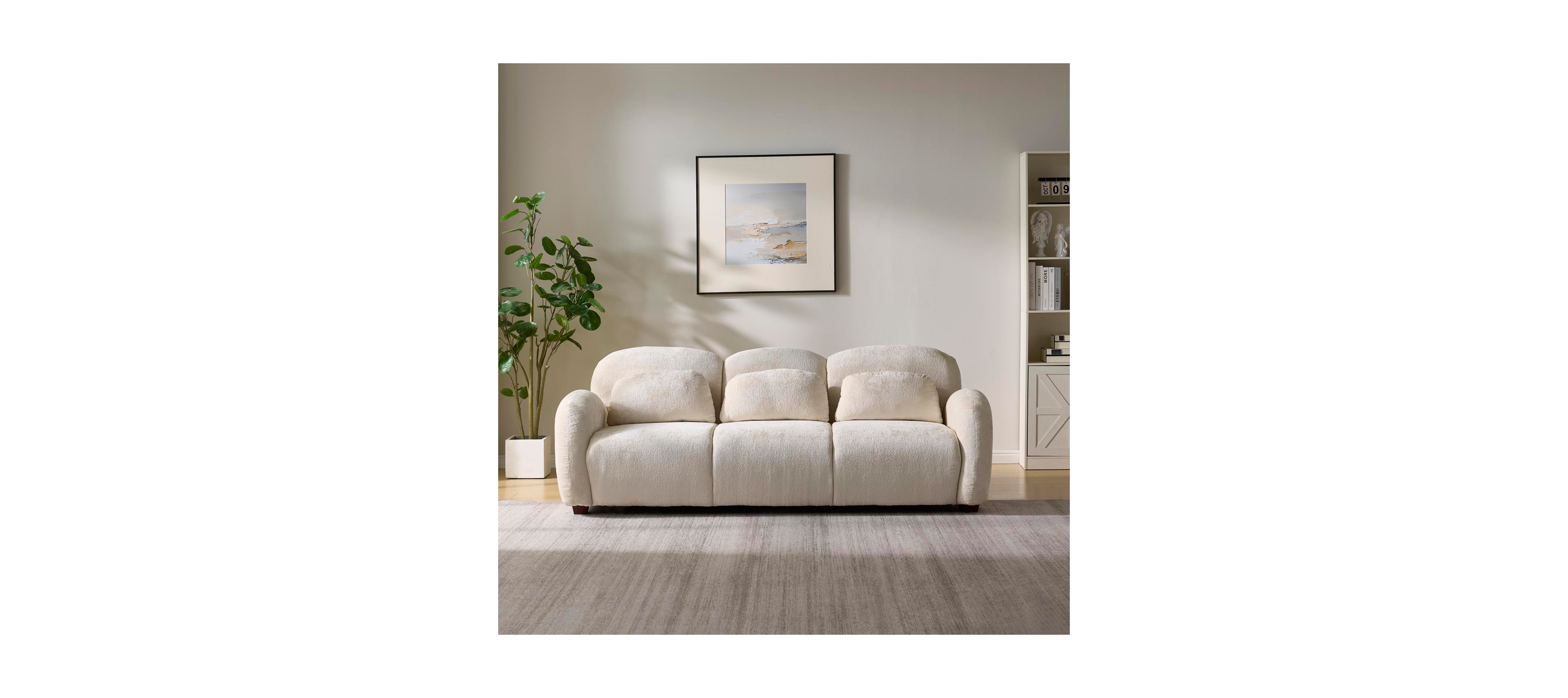 Streamdale Furniture 78 in. Modern 3 Seater Boucle Sofa with 3 Pillows, Beige